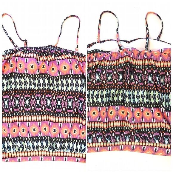 Multicolor Spaghetti Strap Swim Tank - Picture 1 of 5